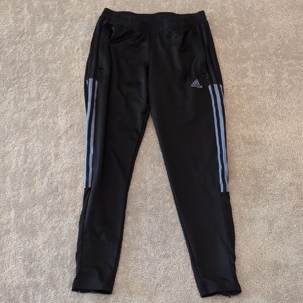 Adidas Black and Violet Sweatpants with Tapered Fit